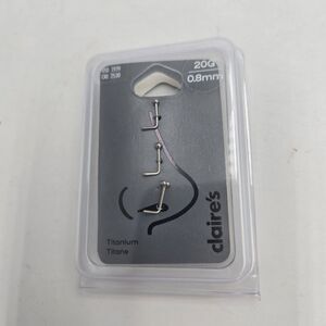 Claire's Nose Studs 3 Pack Titanium 20G L-Shaped Ball Top Nose Rings NWT
